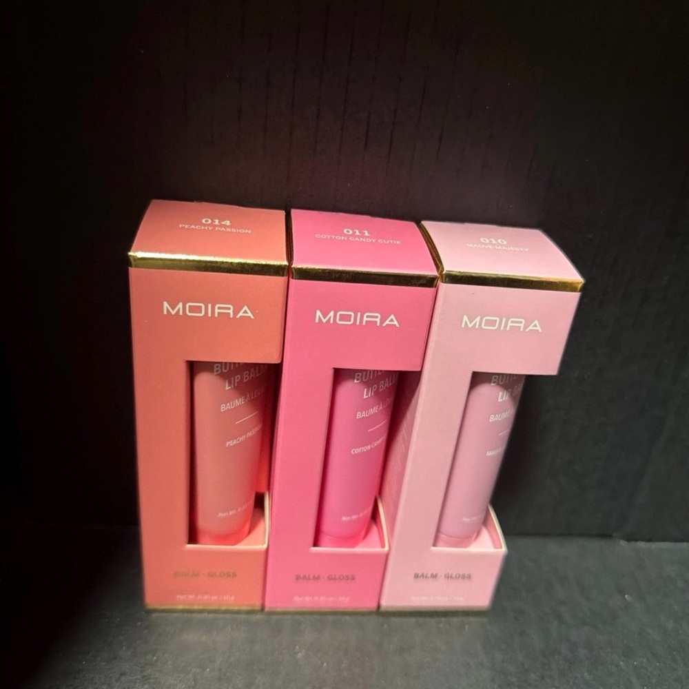 Moira Lip Balm Gloss 3 pcs Set - Coral, Pink, and Light Pink